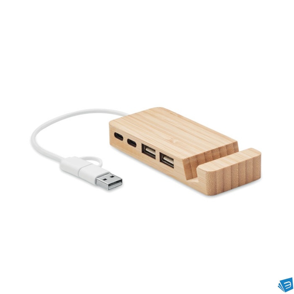 Hub USB a 4 porte in bamboo